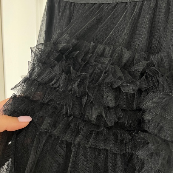 Black Layered Tulle Ruffle Midi Skirt – One Size - Picture 7 of 11